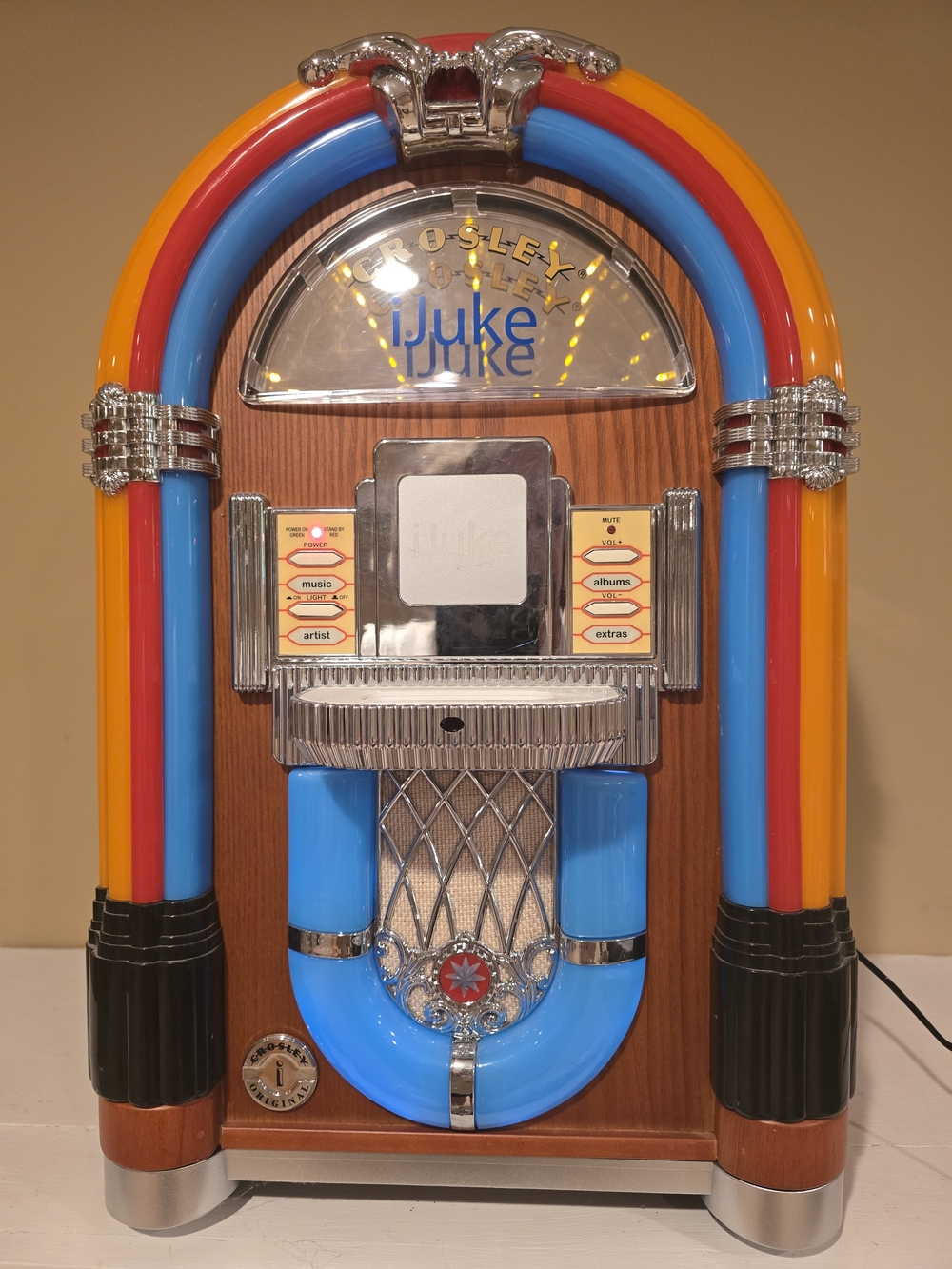 Crosley Juke Retro-Style Speaker in Blue, Red, Yellow, Orange